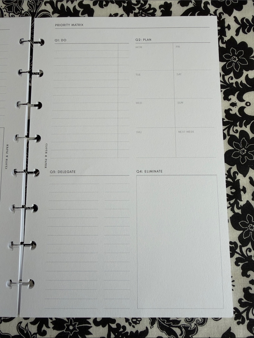 Cloth & Paper Insert Priority Matrix - Picture 6 of 6